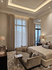 Luxury Cream Textured Curtain with Decorative Trim | NeoSigma