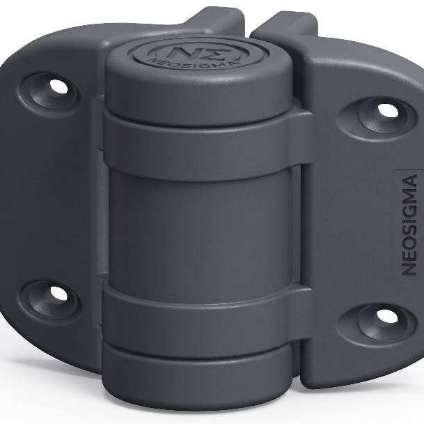 Gray hinge with 'NEOSIGMA' branding on a white background