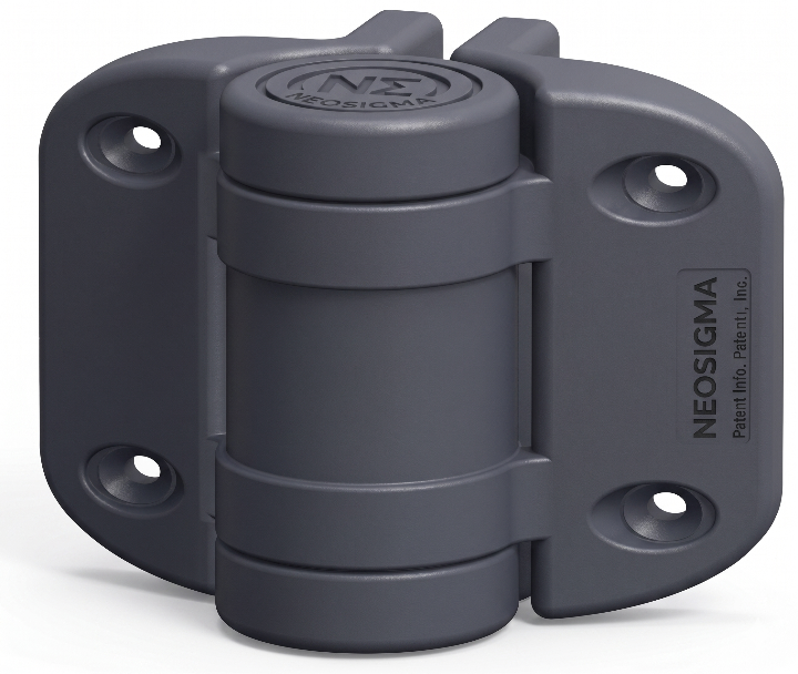 Gray hinge with 'NEOSIGMA' branding on a white background