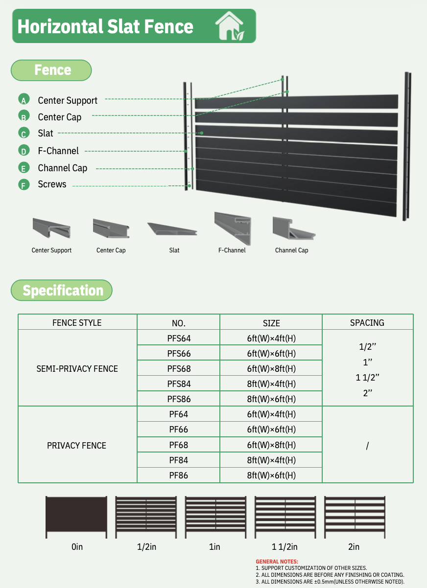 NeoLite Series: Aluminium Slat Fencing | Horizontal | Gap 5mm-10mm-15mm