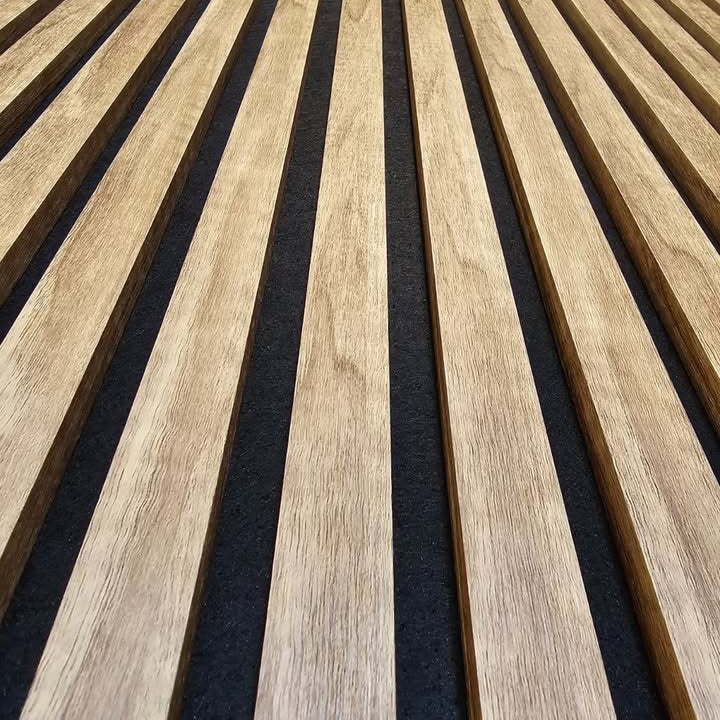 Close-up of wooden slats with a natural finish
